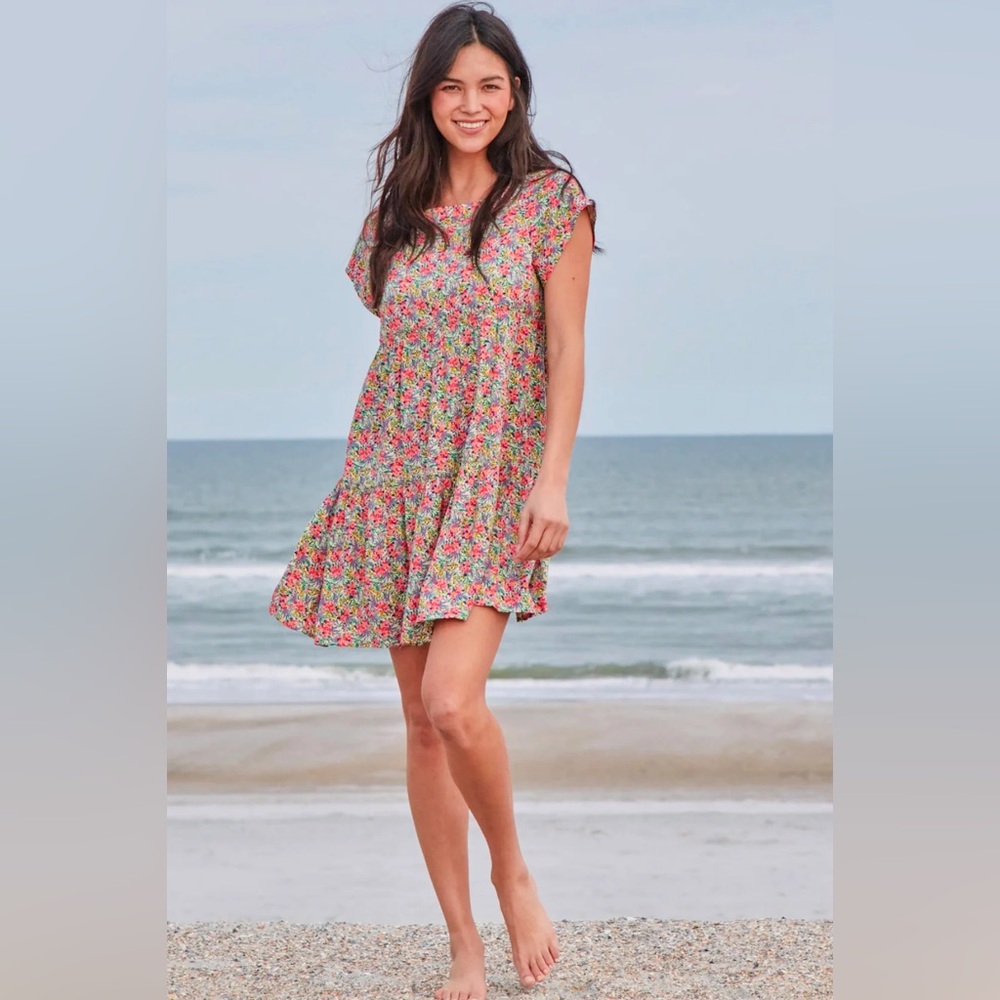 NATURAL LIFE Floral Mini Dress - Pink and Green